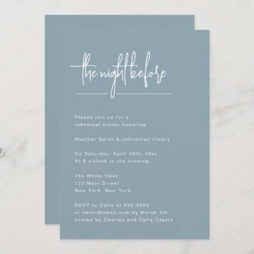 Dusty Blue Simple Rehearsal Dinner Invitation