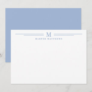 Dusty Blue Simple Two Border Minimalist Note Card