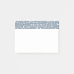 Dusty Blue Simply Floral Personalized Post-it Notes