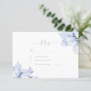 Dusty Blue Sky Blue Watercolor Floral Wedding Rsvp Card by Nicheandnest at Zazzle