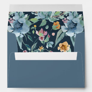 dusty blue slate gray floral wedding shabby chic envelope