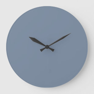 Dusty Blue Slate Grey Gray Solid Color Background Large Clock