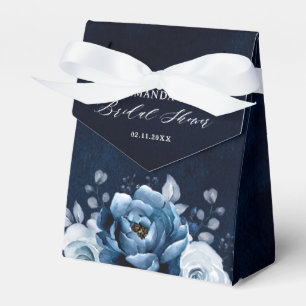 Dusty Blue Slate Navy Botanica Bridal Shower Favor Boxes