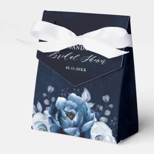 Dusty Blue Slate Navy Botanica Bridal Shower       Favor Boxes