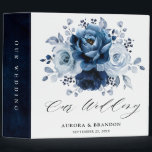 Dusty Blue Slate Navy Floral Botanical Wedding 3 Ring Binder<br><div class="desc">Elegant Dusty blue / Navy theme wedding photo binder featuring elegant bouquet of Dusty blue,  Navy,  slate rose flowers buds and blue eucalyptus leaves. Please contact me for any help in customization or if you need any other product with this design.</div>