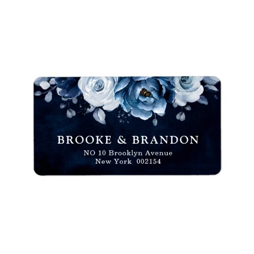 Dusty Blue Slate Navy Floral Botanical Wedding Lab Label