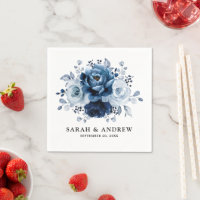 Dusty Blue Slate Navy Floral Botanical Wedding