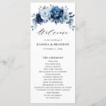 Dusty Blue Slate Navy Floral Botanical Wedding Program<br><div class="desc">Elegant Dusty blue / Navy theme wedding program featuring elegant bouquet of Dusty blue,  Navy,  slate rose flowers buds and blue eucalyptus leaves. Please contact me for any help in customization or if you need any other product with this design.</div>