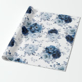 Dusty Blue Floral Wrapping Paper