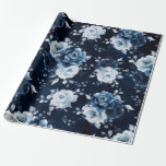 Dusty Blue Slate Navy Floral Botanical Wedding Wra Wrapping Paper<br><div class="desc">Elegant Dusty blue / Navy theme wedding wrapping paper featuring elegant bouquet of Dusty blue,  Navy,  slate rose flowers buds and blue eucalyptus leaves. Please contact me for any help in customization or if you need any other product with this design.</div>