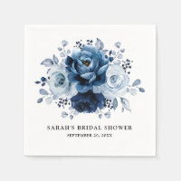 Dusty Blue Slate Navy Floral Bridal Shower