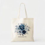 Dusty Blue Slate Navy Floral Bridesmaid Gift Tote Bag<br><div class="desc">Elegant Dusty blue / Navy theme bridesmaid gift tote bag featuring elegant bouquet of Dusty blue,  Navy,  slate rose flowers buds and blue eucalyptus leaves. Please contact me for any help in customization or if you need any other product with this design.</div>