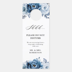 Dusty Blue Slate Navy Wedding Do Not Disturb Door Hanger