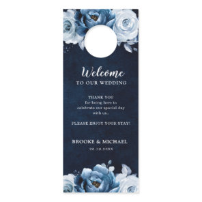 Dusty Blue Slate Navy Wedding Do Not Disturb Door  Hanger