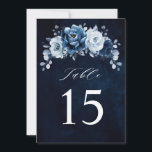 Dusty Blue Slate Navy Wedding Table Number Card<br><div class="desc">Elegant Dusty blue / Navy theme table number card featuring elegant bouquet of Dusty blue,  Navy,  slate rose flowers buds and blue eucalyptus leaves. Please contact me for any help in customization or if you need any other product with this design.</div>