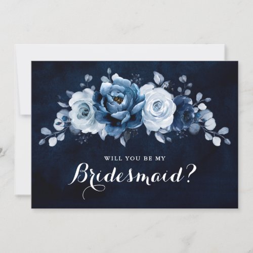 Dusty Blue Slate Navy Will you be my Bridesmaid In Invitation