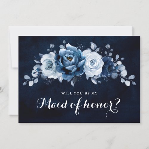 Dusty Blue Slate Navy Will you be my Maid of honor Invitation