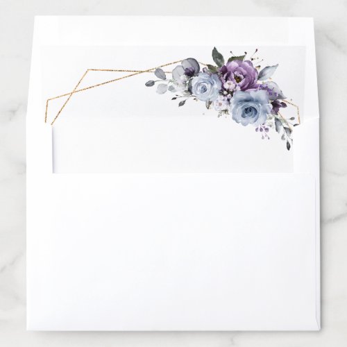Dusty Blue Slate Purple Lilac Blooms  Envelope Liner