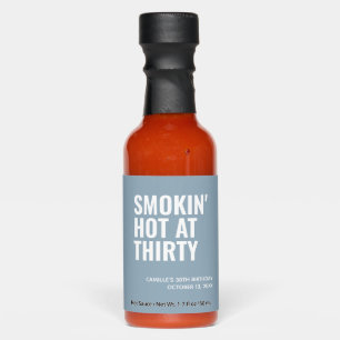 Dusty Blue Smokin' Hot 30th Birthday Party Favor Hot Sauces