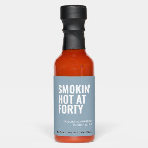 Dusty Blue Smokin' Hot 40th Birthday Party Favor Sauces