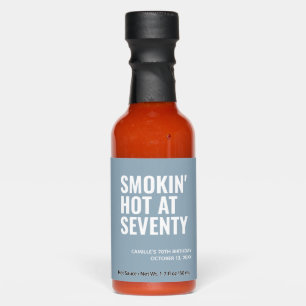 Dusty Blue Smokin' Hot 70th Birthday Party Favor Sauces