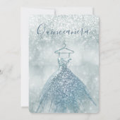 Dusty blue snow winter wonderland Quinceañera Invi Invitation (Back)