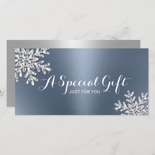 Dusty Blue Snowflake Beauty Salon Gift Certificate