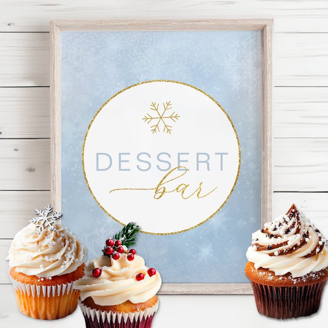 Dusty Blue Snowflake Dessert Bar Sign (Winter Wonderland Dessert Bar)