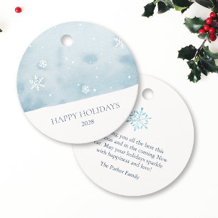 Dusty Blue Snowflake Favor Tags
