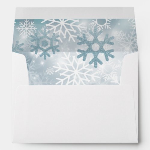 Dusty Blue Snowflake Modern Wedding Envelope
