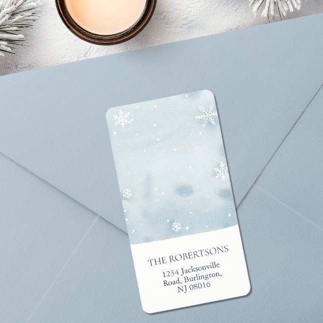 Dusty Blue Snowflake Return Address Label (Creator Uploaded)