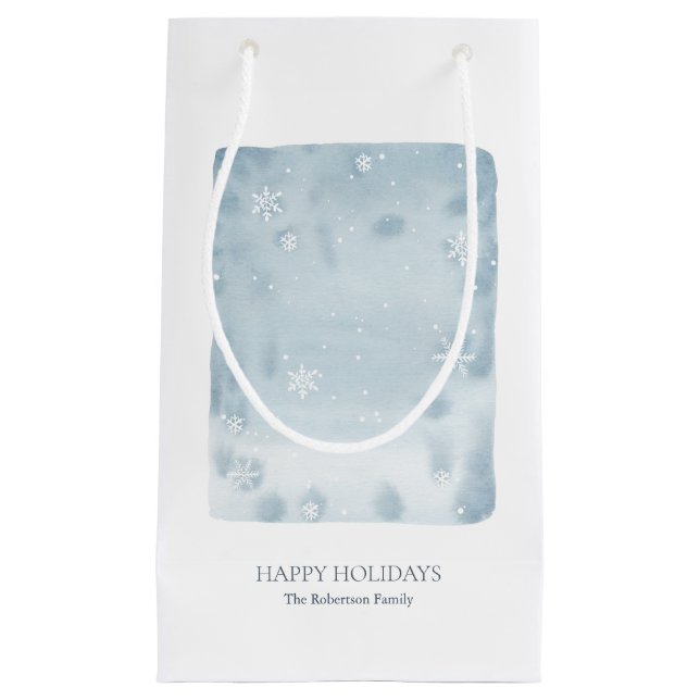 Dusty Blue Snowflake Small Gift Bag (Front)
