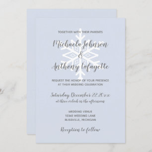 Dusty Blue Snowflake Winter Wedding Invitation