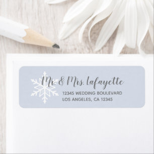 Dusty Blue Snowflake Winter Wedding Return Address Label