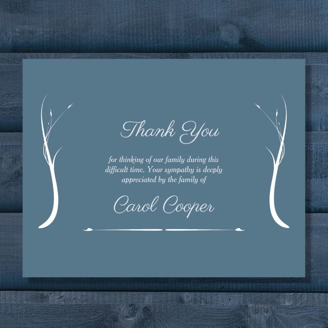 Dusty Blue Sober Funeral Thank You Note Card (Dusty Blue Sober Funeral Thank You Note Card)