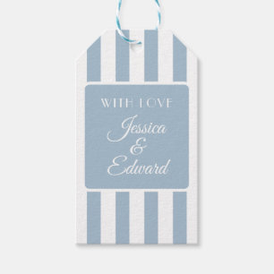 Dusty Blue Soft Striped Couple Names Gift Tags