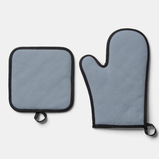 Dusty Blue Solid Color Oven Mitt & Pot Holder Set (Front)