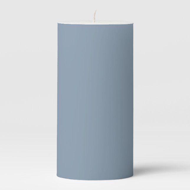 Dusty Blue Solid Color Pillar Candle (Front)