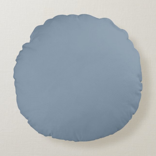 Dusty Blue Solid Color Round Pillow (Front)