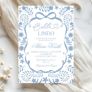 Dusty Blue Spanish Baby Shower Cielito Lindo Invitation
