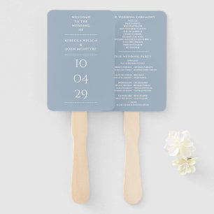 Dusty Blue Special Date Wedding Program Hand Fan