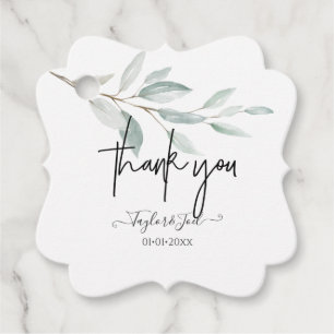 Dusty Blue Sprig Thank You Signature Script Favor Tags