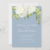Dusty Blue Spring Floral Peony Bridal Shower Invitation (Front)