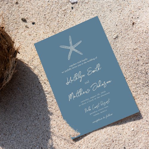 Dusty Blue Starfish Beach Destination Wedding