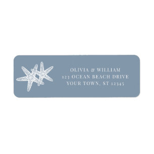 Dusty Blue Starfish Beach Wedding Return Address Label