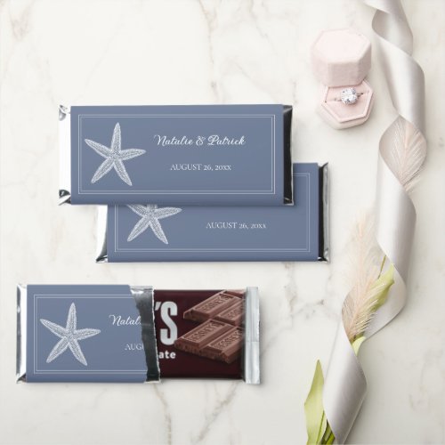 Dusty Blue Starfish Hershey Bar Favors