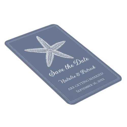 Dusty Blue Starfish Save the Date Magnet