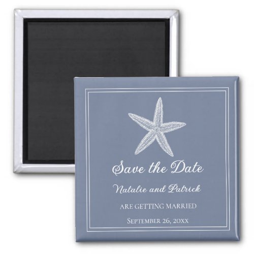 Dusty Blue Starfish Save the Date Magnet