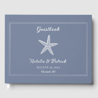 Dusty Blue Starfish Wedding Guest Book