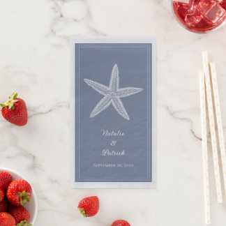 Dusty Blue Starfish Wedding Paper Guest Towels